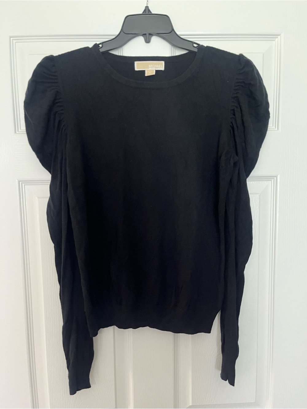 Micheal Kors black long sleeved sweater with puffed shoulders size Large